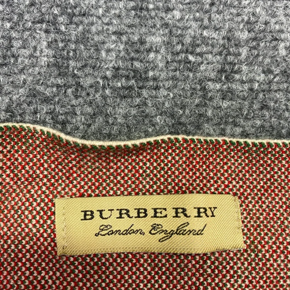 Burberry London England Reversible Poncho Cape Cream Red Green Stripe